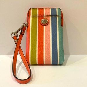 COACH Striped Multicolor Vertical Wristlet